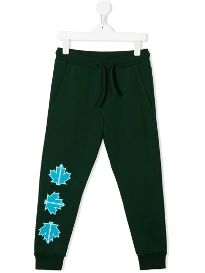 Shop Dsquared2 Logo-print Cotton Track Pants In Green