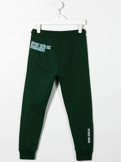 Shop Dsquared2 Logo-print Cotton Track Pants In Green