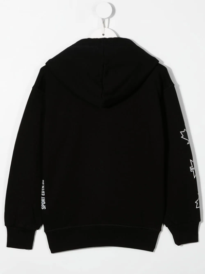 Shop Dsquared2 Logo-print Fleece Hoodie In Black