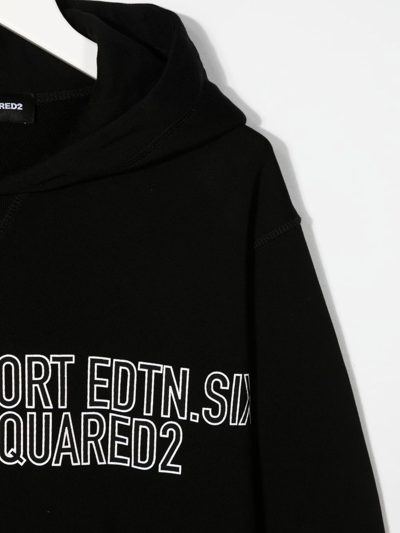 Dsquared2 Logo-print Detail Fleece Hoodie In Black