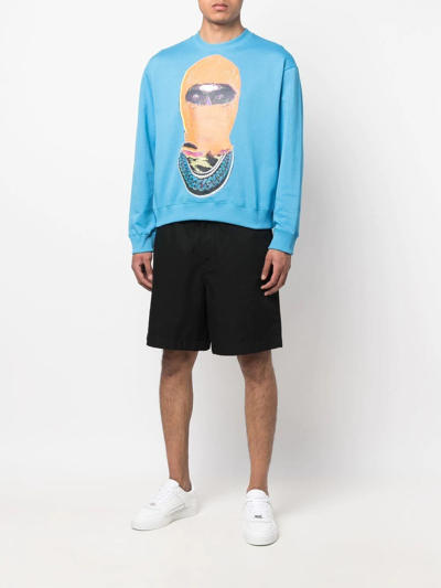 Ih Nom Uh Nit Graphic-print Cotton Sweatshirt In Blue