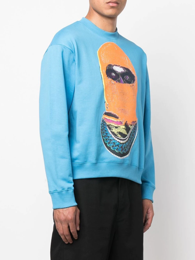 Ih Nom Uh Nit Graphic-print Cotton Sweatshirt In Blue
