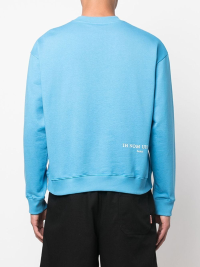 Ih Nom Uh Nit Graphic-print Cotton Sweatshirt In Blue