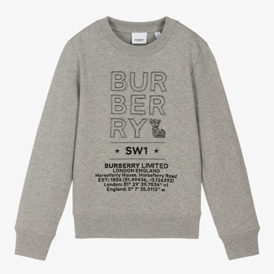 Shop Burberry Teen Boys Sketch Sweatshirt In Grey