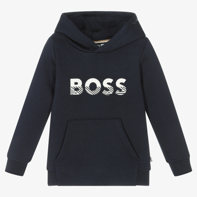 Shop Bosswear Boss Boys Blue Cotton Logo Hoodie