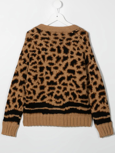 Shop Dsquared2 Leopard-print Knitted Cardigan In Neutrals