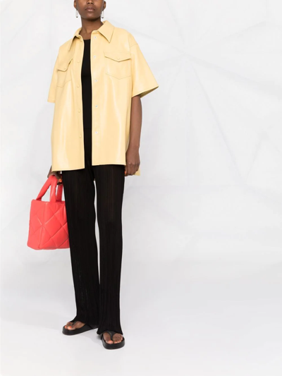 Shop Stand Studio Norea Faux-leather Shirt In Yellow