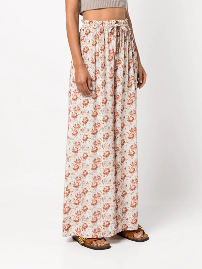 Shop Ulla Johnson Sawyer Wide Floral-print Trousers In White