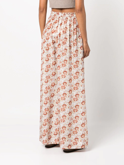 Shop Ulla Johnson Sawyer Wide Floral-print Trousers In White