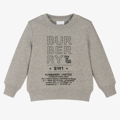 Shop Burberry Grey Sketch Logo Sweatshirt