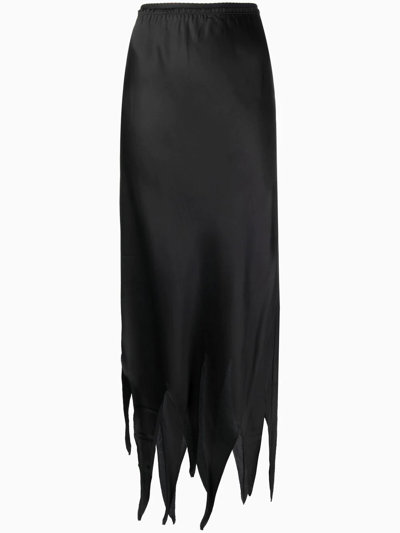 Shop Mm6 Maison Margiela High-waisted Asymmetric-hem Skirt In Black