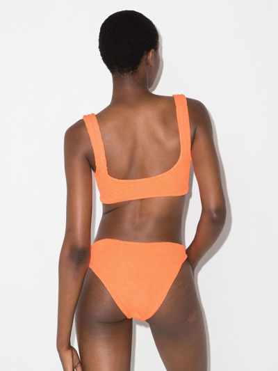 Shop Hunza G Xandra Crinkled-effect Cropped Bikini In Orange