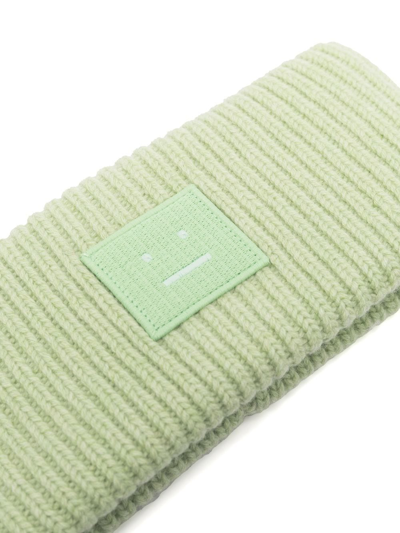 Shop Acne Studios Face Patch Ribbed Headband In Green