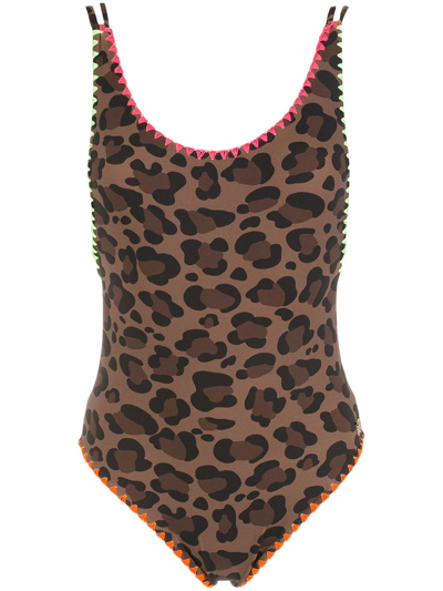 Shop Brigitte Tiff Leopard-print Swimsuit In Brown