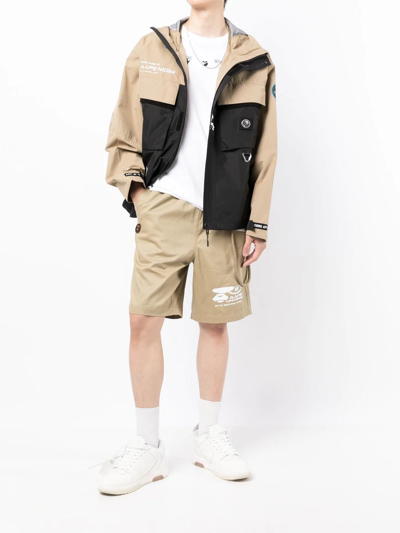 Shop Aape By A Bathing Ape Colour-block Hooded Jacket In Brown