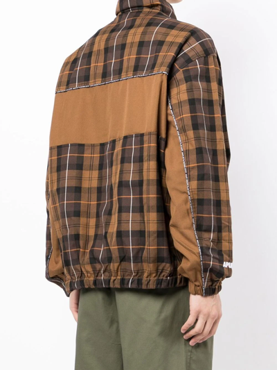 Shop Aape By A Bathing Ape Tartan-check Logo Bomber Jacket In Brown