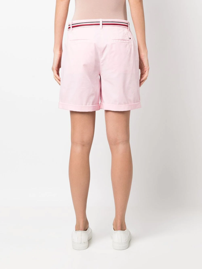 Shop Tommy Hilfiger Belted Chino Shorts In Pink