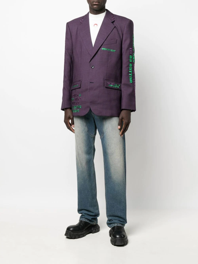 Shop Vetements Hidden Message Tailored Blazer In Purple