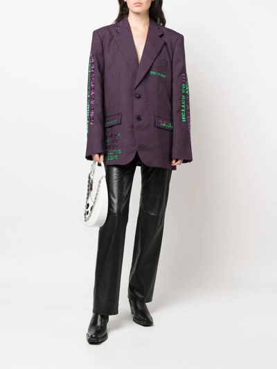 Shop Vetements Hidden Message Tailored Blazer In Purple