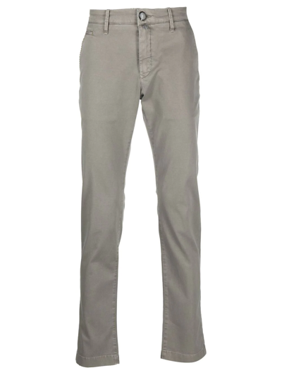 Shop Jacob Cohen Four-pocket Slim-cut Chinos In Grey