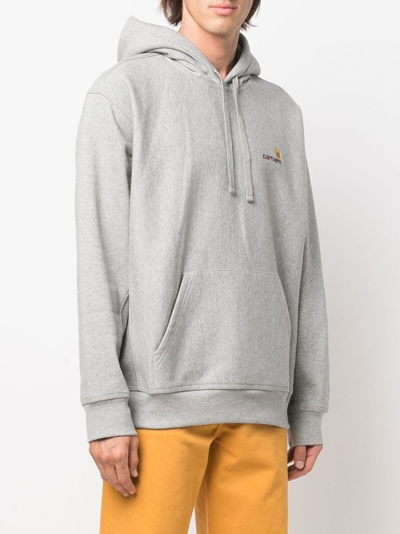 Shop Carhartt Embroidered-logo Cotton Hoodie In Grey