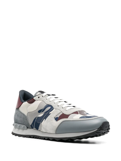 Shop Valentino Rockrunner Camouflage Sneakers In Grey