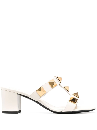 Shop Valentino Rockstud T-bar Mules In Neutrals