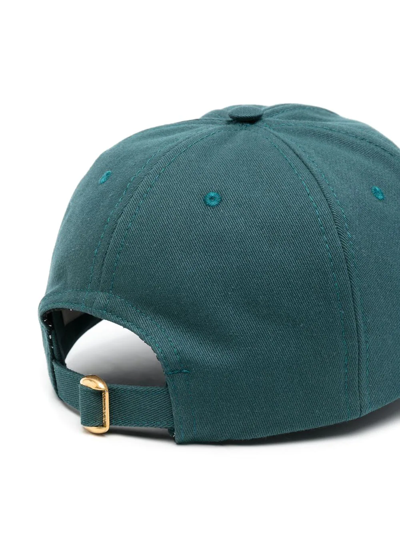 Shop Valentino Vlogo Cotton Baseball Cap In Green