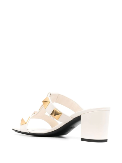 Shop Valentino Rockstud T-bar Mules In Neutrals