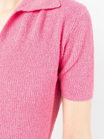Shop Jacquemus Open-back Knitted Polo Top In Pink