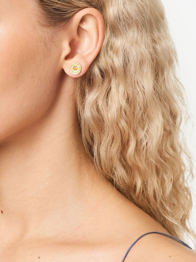 Shop Marc Jacobs The Marbled Medallion Stud Earrings In Gold