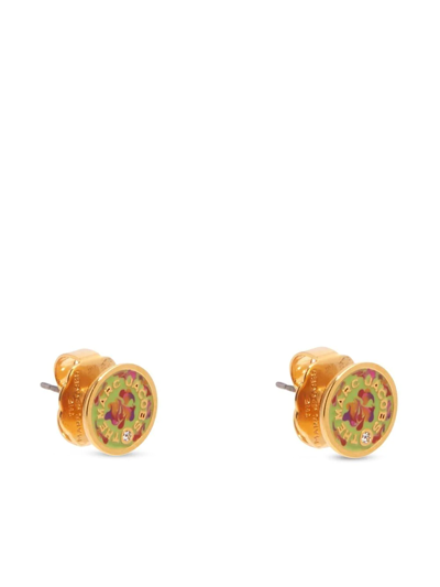 Shop Marc Jacobs The Marbled Medallion Stud Earrings In Gold