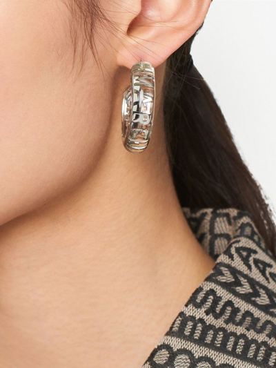 Shop Marc Jacobs The Logo Hoop Earrings In Silver