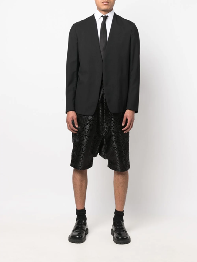 Junya Watanabe Botanical-print Drop-crotch Shorts In Black