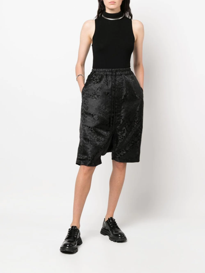Junya Watanabe Botanical-print Drop-crotch Shorts In Black