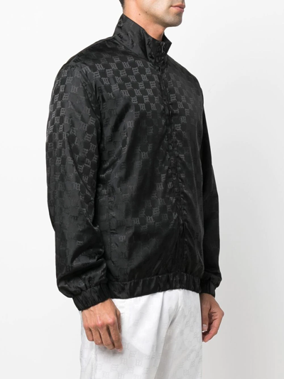 Shop Misbhv Monogram-print Zip-up Sports Jacket In Black