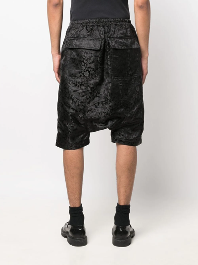Shop Junya Watanabe Botanical-print Drop-crotch Shorts In Black