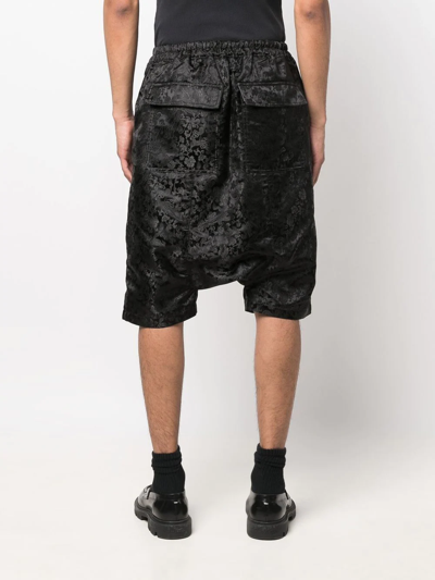Junya Watanabe Botanical-print Drop-crotch Shorts In Black