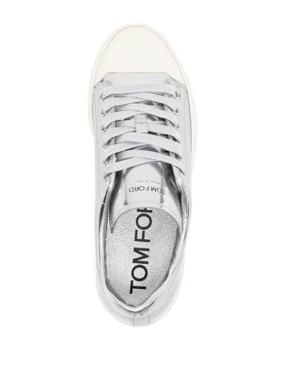 Shop Tom Ford Metallic Low-top Sneakers In Silver