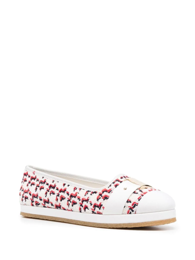 Shop Ferragamo Kacy Woven Espadrilles In White