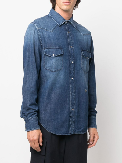 Shop Jacob Cohen Cotton Denim Shirt In Blue