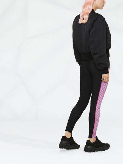 Shop Versace La Greca High-waisted Leggings In Black