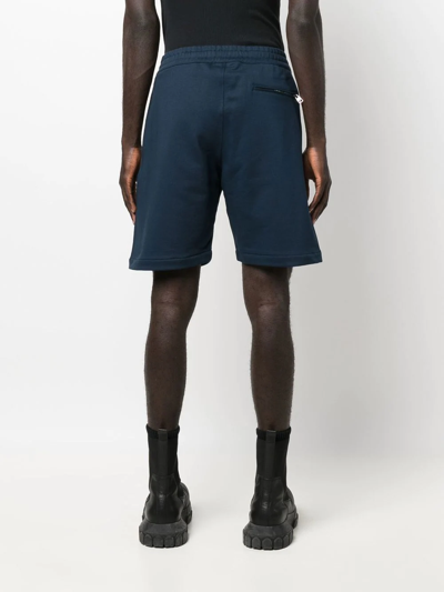 Shop Alexander Mcqueen Jersey Logo-print Shorts In Blue