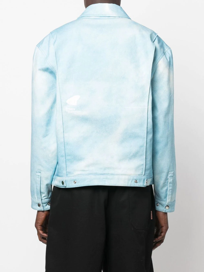 Msftsrep Water-print Regular-fit Cotton Jacket In Blue