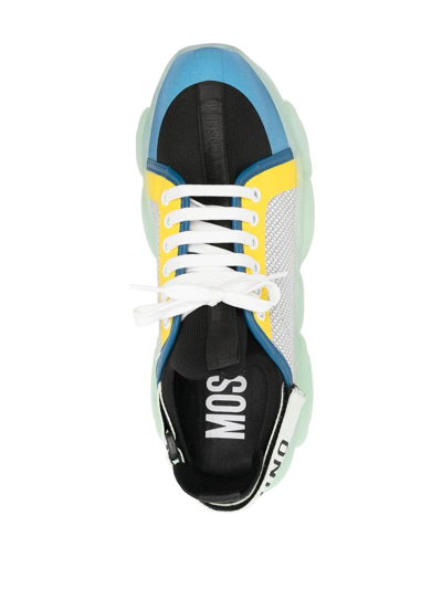Shop Moschino Colour-block Low-top Sneakers In Blue