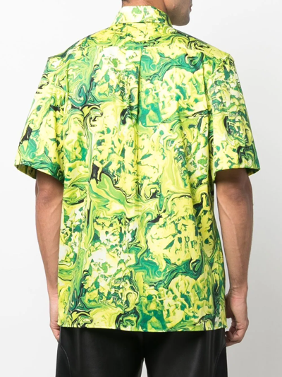 Shop Ninamounah Broke Short-sleeve Organic Cotton Shirt In Yellow