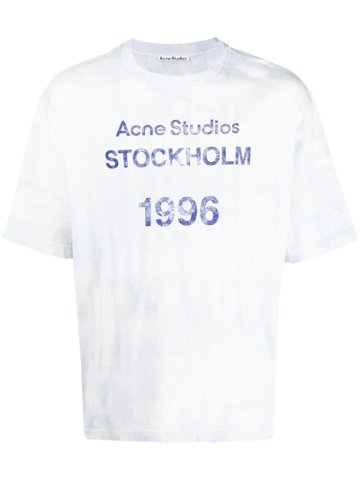Shop Acne Studios Logo-stamp Organic Cotton T-shirt In Blue