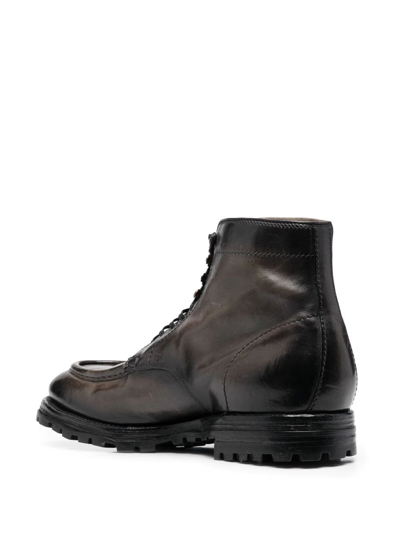Officine Creative Lace-up Leather Boots In Grey