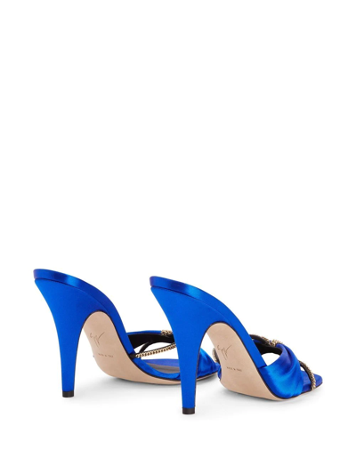 Shop Giuseppe Zanotti Symonne Satin 105mm Sandals In Blue
