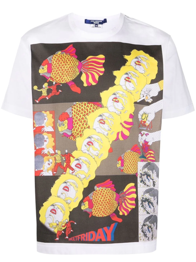Shop Junya Watanabe Graphic-print Short-sleeve T-shirt In White